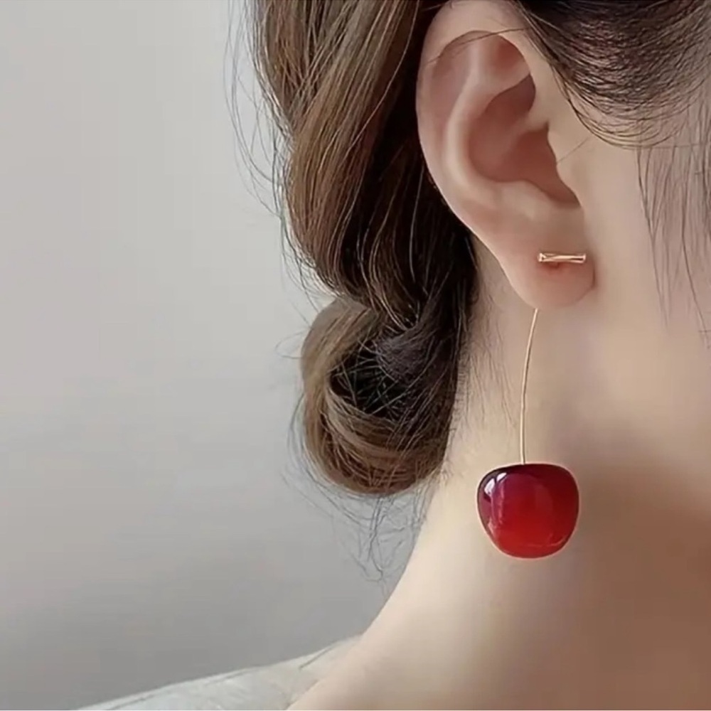Anthropologie Cherry Red Earrings